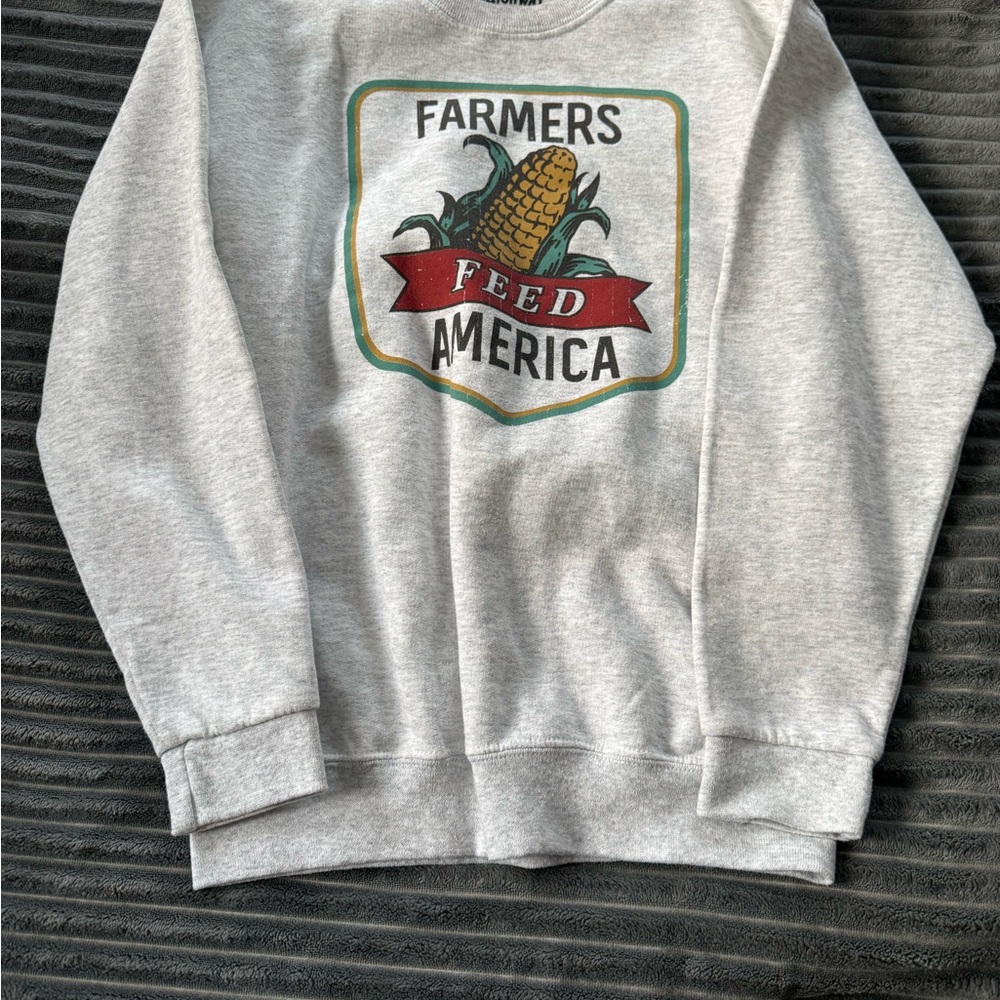 Farmers Feed America Gray Crewneck Sweater